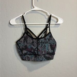 Mono B Abstract Pattern Sports Bra - Black and Blue